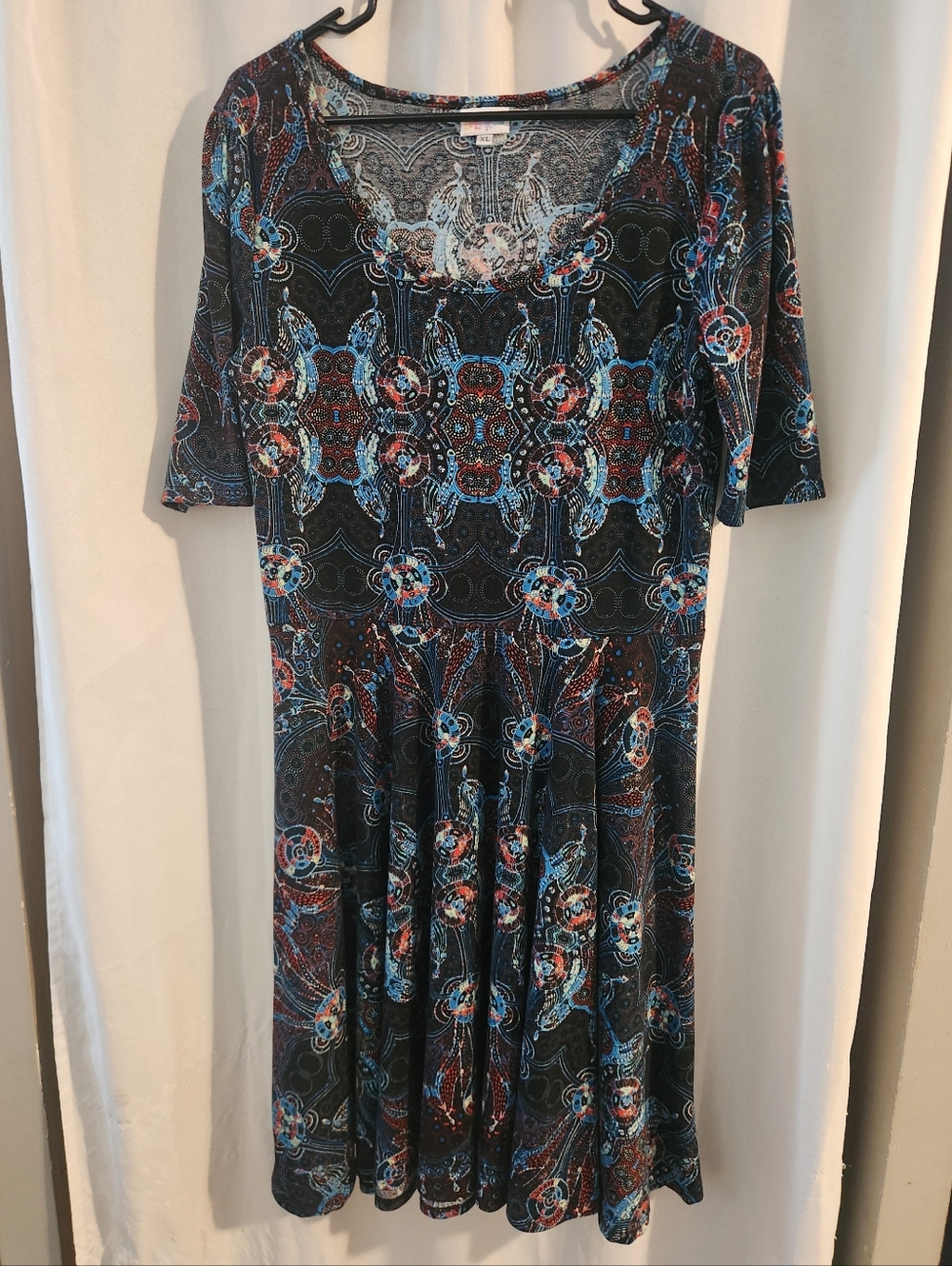 LuLaRoe Dark Multicolor Midi Dress
